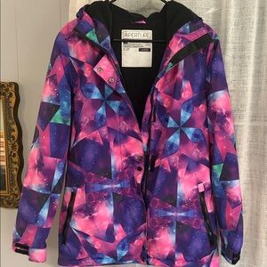 Aperture Women's Purple & Pink Galaxy Print Ski Jacket